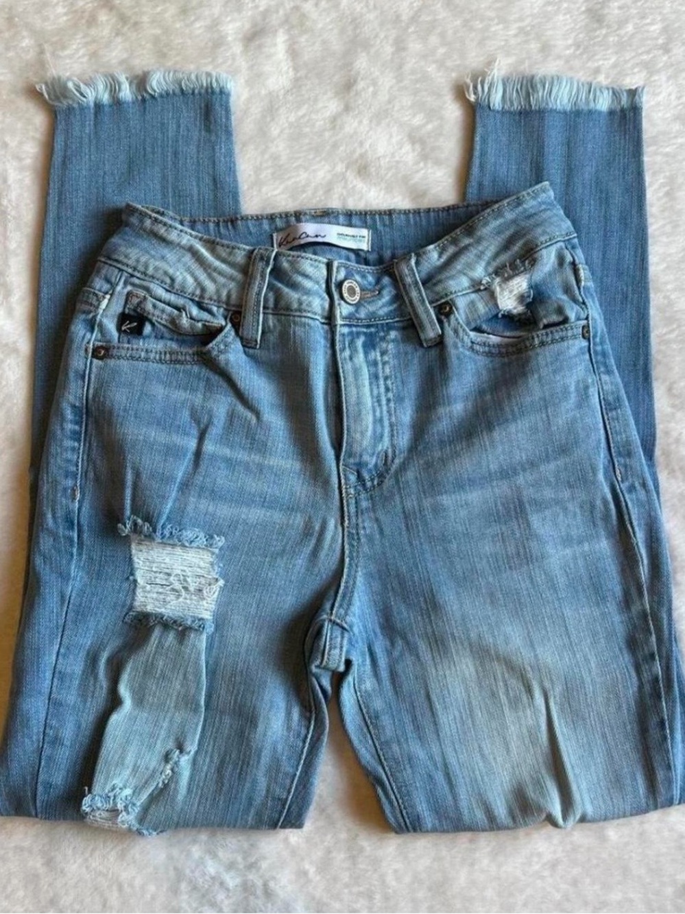 Light Blue Distressed High-Waisted Skinny Jeans